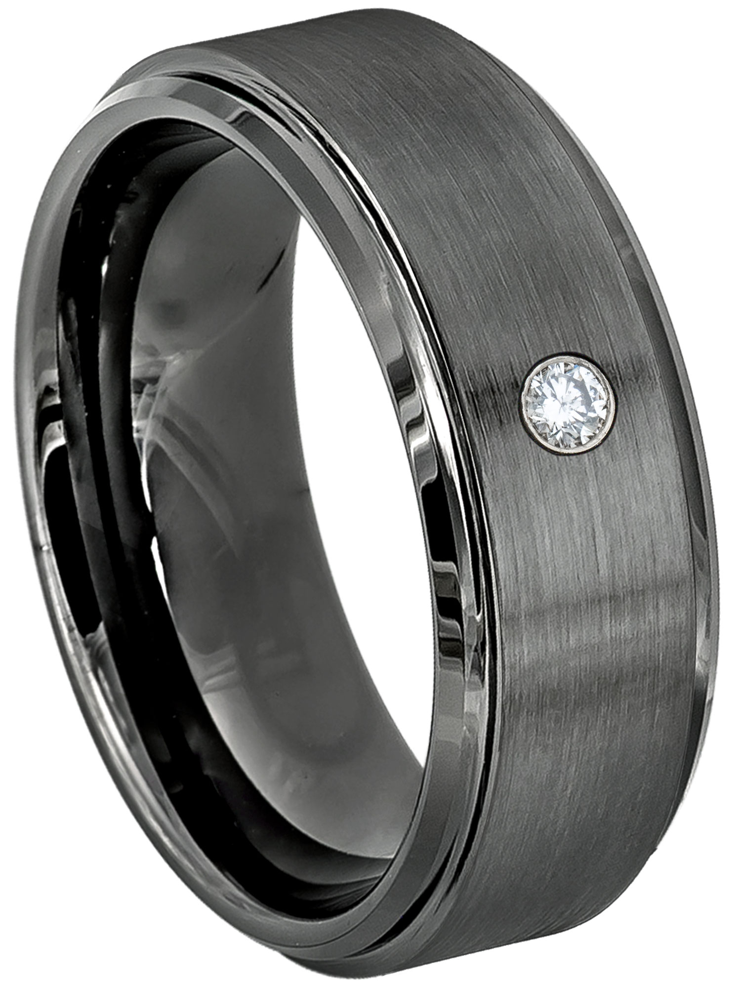 Jewelry Avalanche Mens Diamond Ring Brushed Comfort Fit Gunmetal Tungsten Carbide Wedding Band #541s10